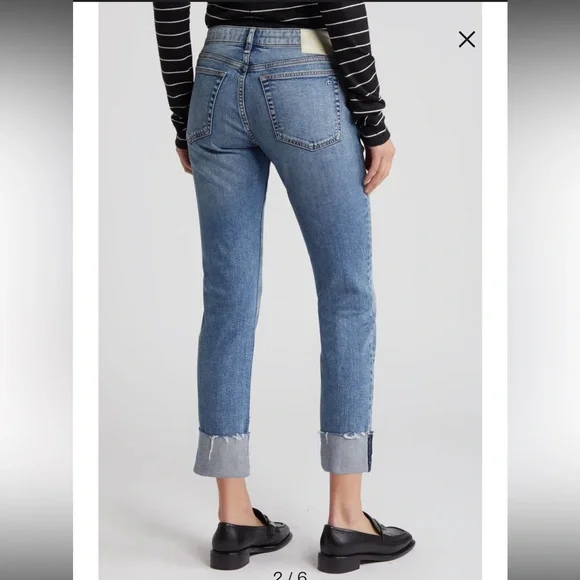 Rag & Bone Dre Slim Boyfriend Jeans Raw Hem Cuffed Mid rise Low Rise Dora 29 - Picture 6 of 16